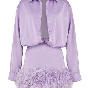 Shirt one piece purple fur dress
